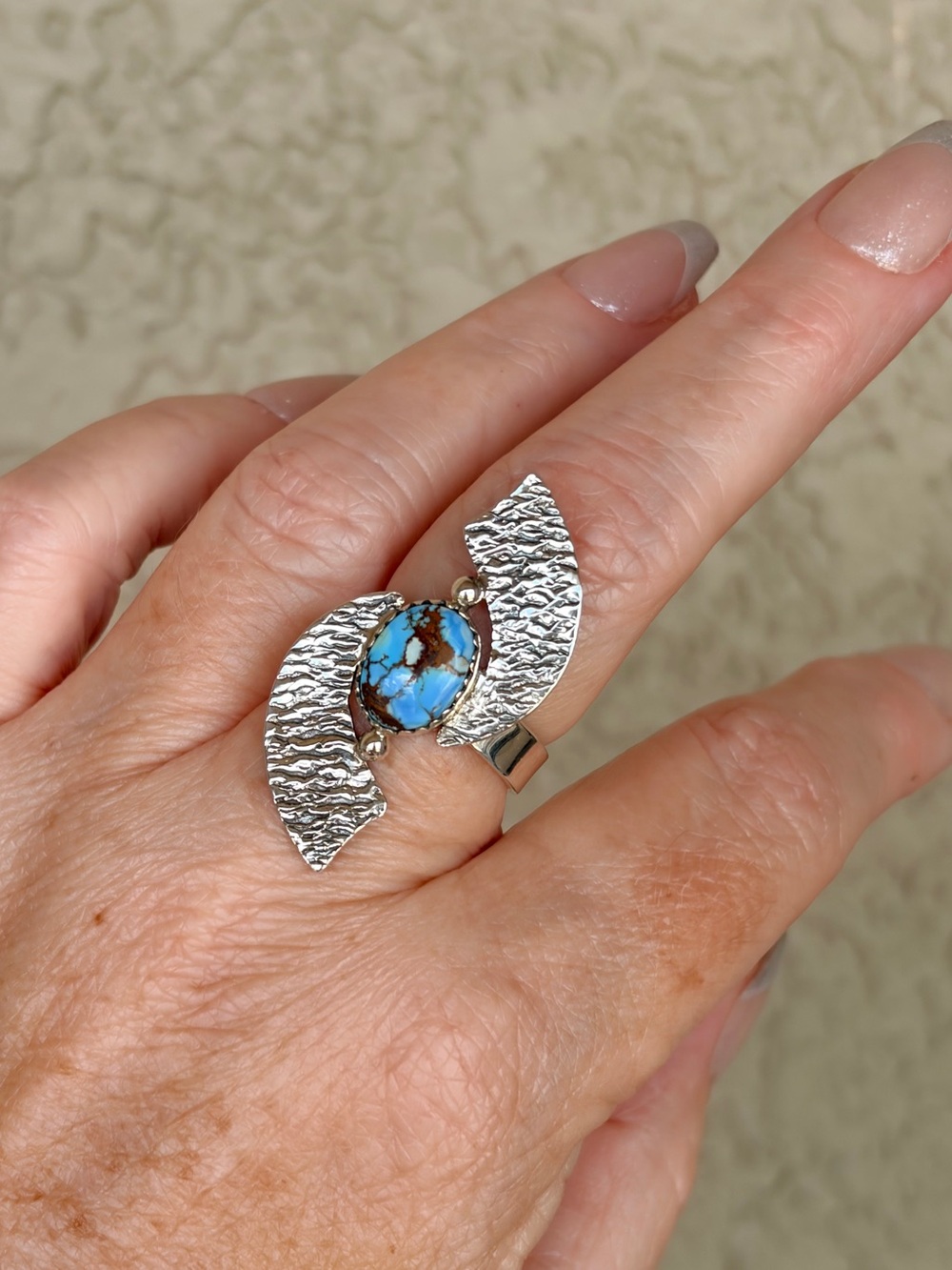 925 Sterling Silver Golden Hills Turquoise Stone Ring - Picture 2 of 11